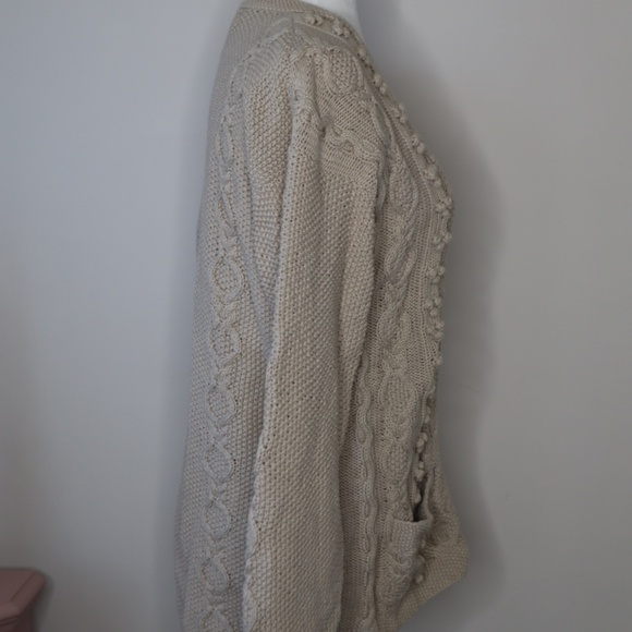 Vintage L.L. Bean Cotton/Wool Cardigan Tan MEDIUM - Picture 2 of 4